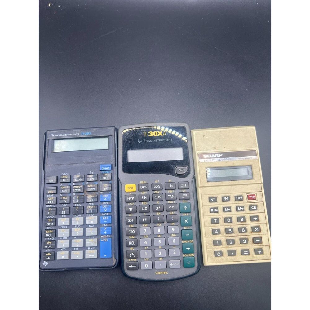 Lots of 3 Vtg Calculators No Batteries-Texas Instruments TI-35X|TI-30XA|EL-218K
